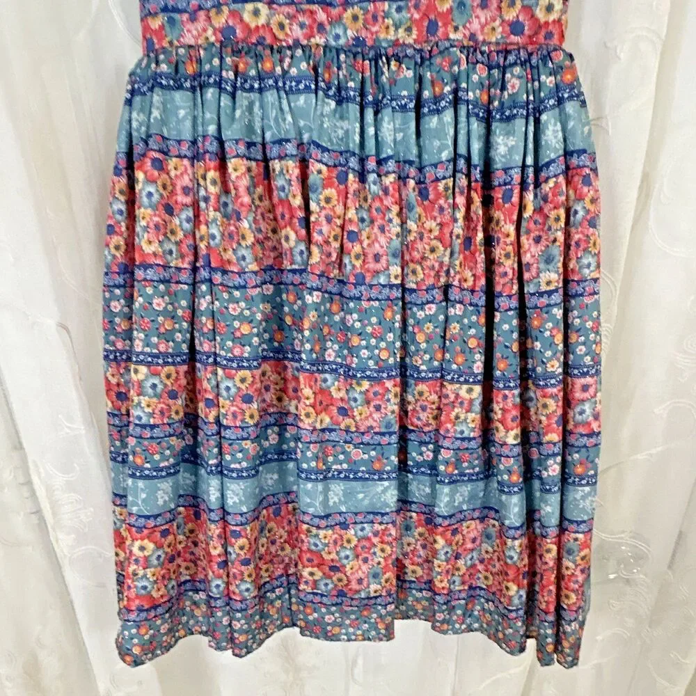 Confecciones Ruth Girls Blue Pink Floral Smocked Tiered Maxi Dress Flutter Sz 1
